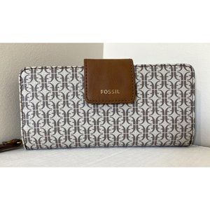 COPY - New Fossil Madison Zip Clutch Wristlet Wallet Taupe Tan